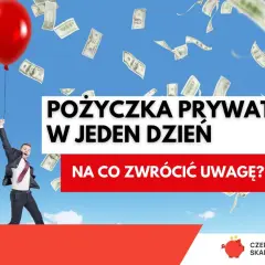 Szczęśliwy mężczyzna z balonem i spadającymi banknotami. Szybka pożyczka prywatna od osób prywatnych. Na co zwrócić uwagę?