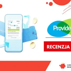 Czy Provident sprawdza BIK? Na ekranie telefonu widać symulację pożyczki. Obok logo Provident i przycisk "Recenzja".