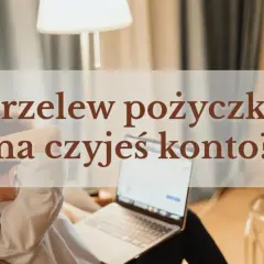 Kobieta z laptopem, zastanawia się nad przelewem pożyczki na czyjeś konto.