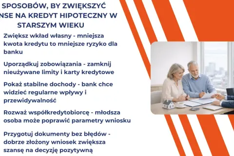 Starsze małżeństwo rozmawia z doradcą o kredycie hipotecznym. Poradnik: 5 sposobów na zwiększenie szans na kredyt hipoteczny do jakiego wieku.
