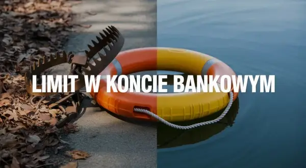 Pułapka na zwierzęta i koło ratunkowe symbolizują pułapkę i ratunek. Limit w koncie bankowym może być jak pułapka, ale też jak koło ratunkowe.