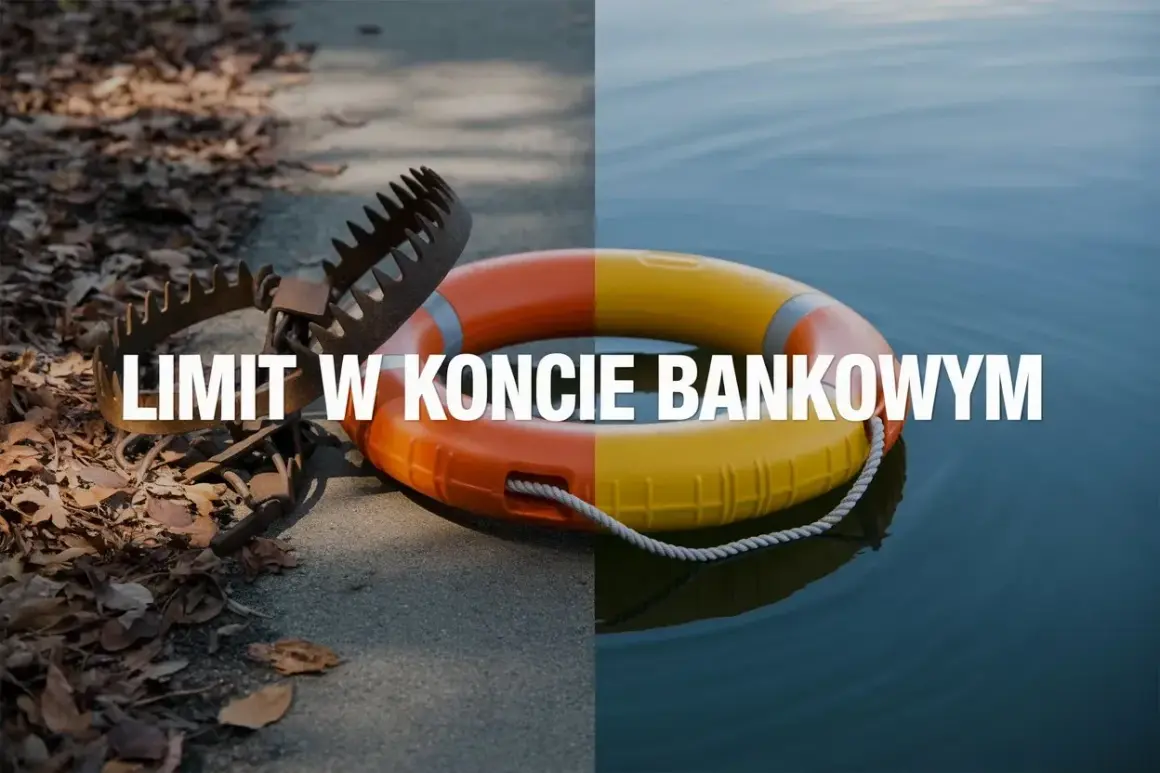 Pułapka na zwierzęta i koło ratunkowe symbolizują pułapkę i ratunek. Limit w koncie bankowym może być jak pułapka, ale też jak koło ratunkowe.