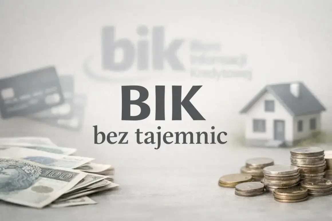 Czy bank może sprawdzić BIK bez mojej zgody? Na zdjęciu pieniądze, karty, dom i napis BIK bez tajemnic.