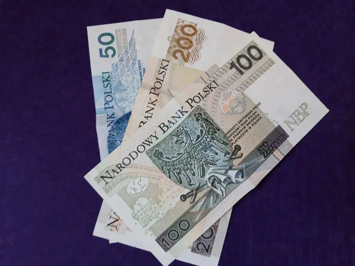 Polskie banknoty: 50, 100, 200 zł. Wyglądają jak przygotowanie do przelewu pożyczki na czyjeś konto.